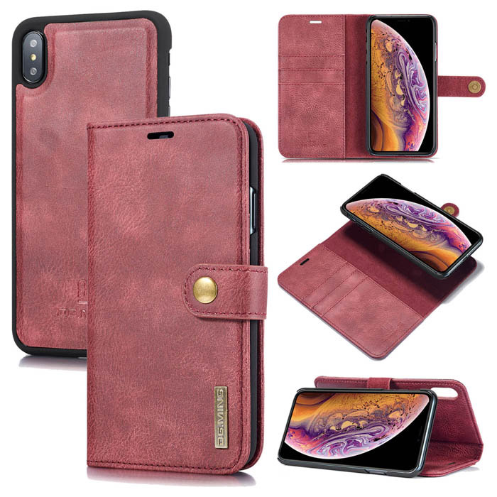 DG.MING iPhone XS Max Wallet Magnetic Detachable 2 in 1 Split Leather ...