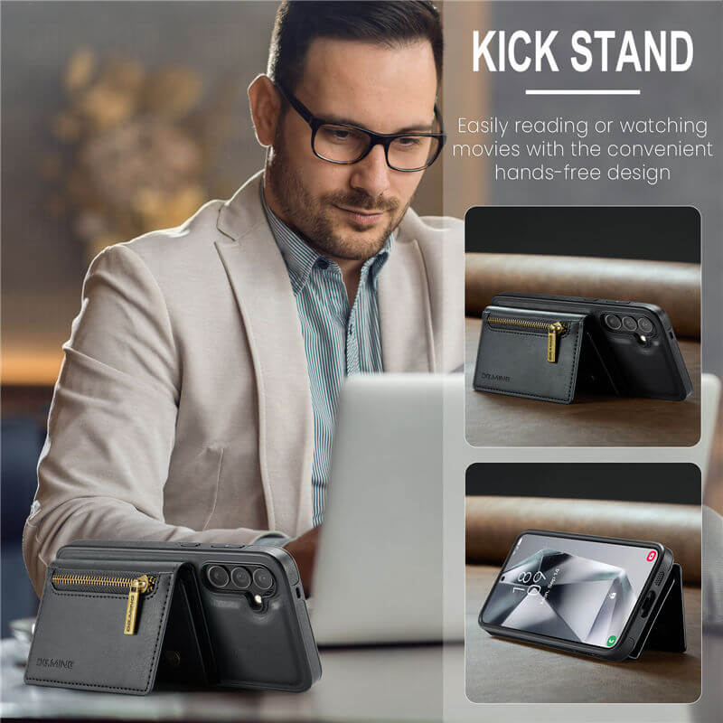DG.MING Samsung Galaxy S25 Wallet Kickstand Case