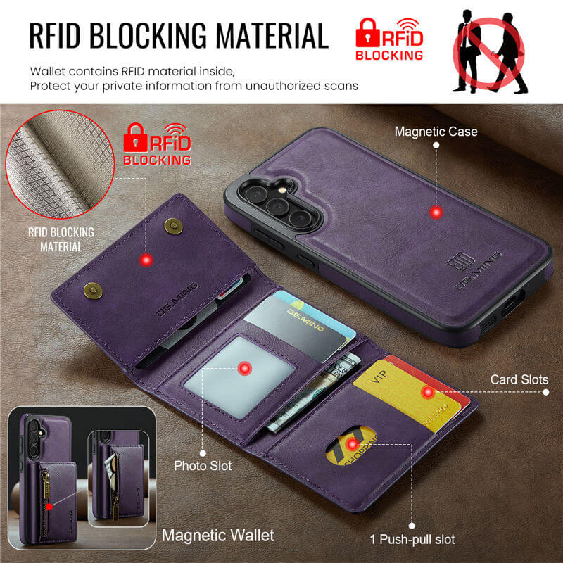 DG.MING Samsung Galaxy S25 Wallet Case with RFID Blocking