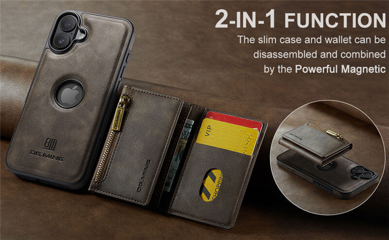 DG.MING iPhone 16 Wallet RFID Blocking Case