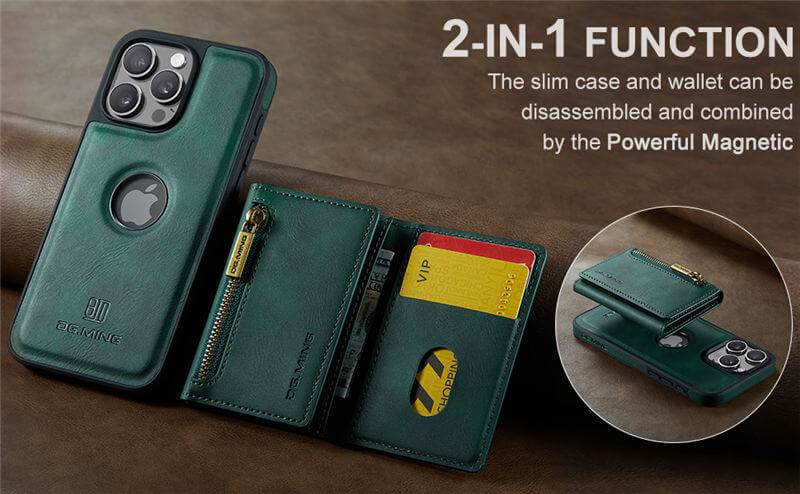 DG.MING iPhone 16 Pro Max Wallet RFID Blocking Case